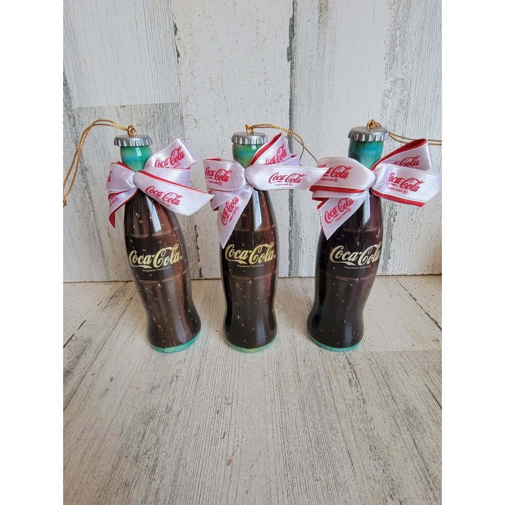 Vintage plastic Coca-Cola‎ bottle ornament Xmas set coke